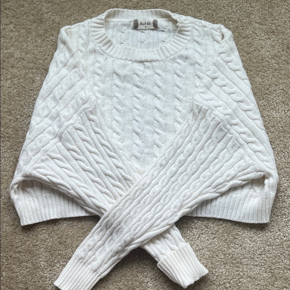 Altar'd State Ivory Cable Knit Sweater